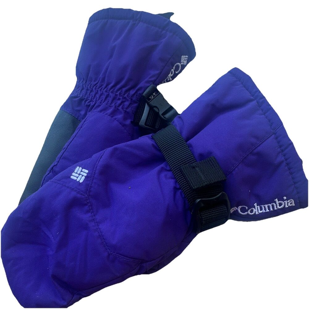 Columbia Youth Insulated Winter Mittens Purple Black Size M Snow Ski Gloves Omni